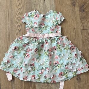 Elegant Floral Kids Dress with Pink Sash